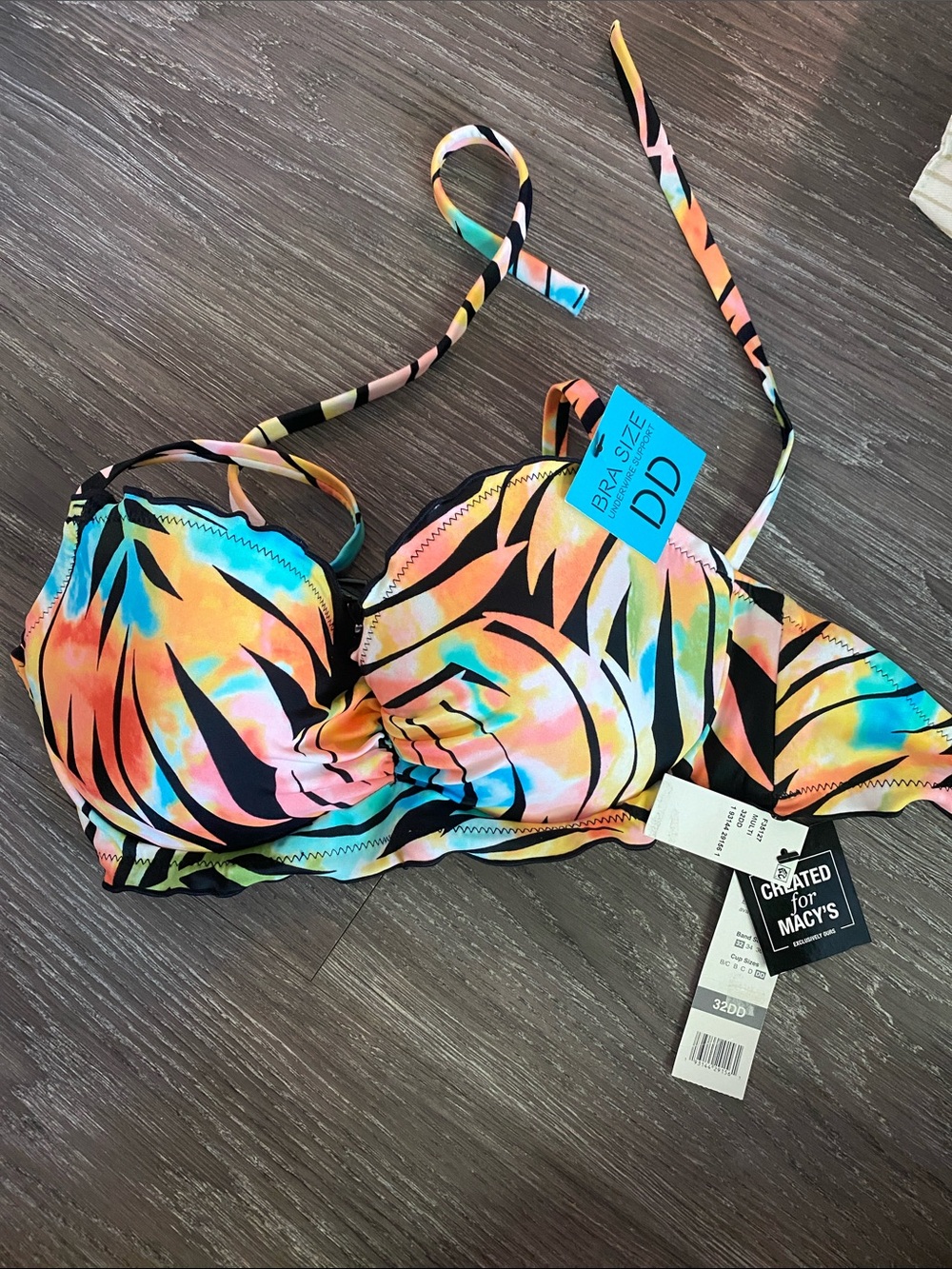 Sundazed Bikini Top 32DD 32 DD NWT New Underwire Bra Sized Macy’s Swimwear